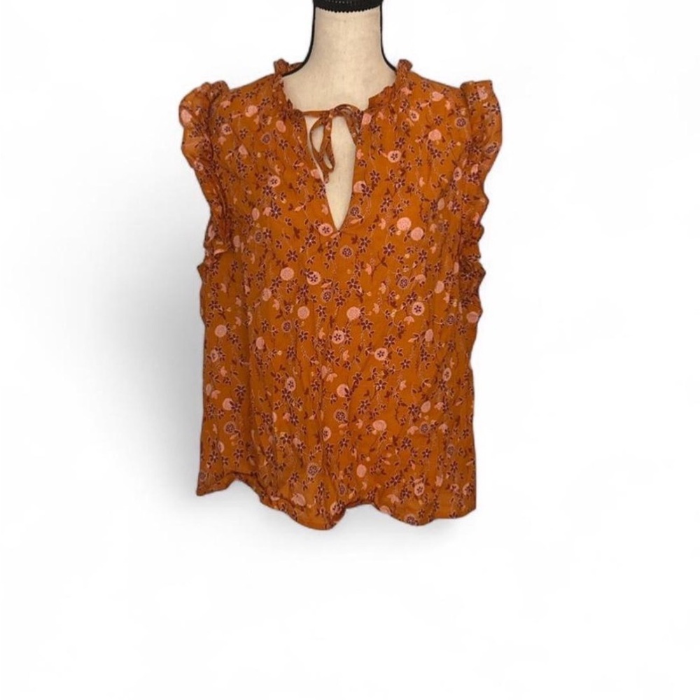 BB Dakota Floral Ruffle Blouse - Orange